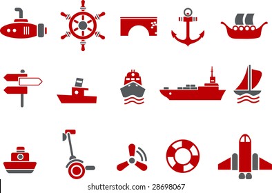 Vector icons pack - Red Series, transport collection