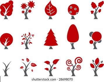 Vector icons pack - Red Series, tree collection