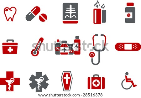 Vector icons pack - Red Series, health collection