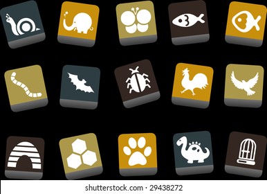 Vector icons pack - Yellow-Brown-Blue Series, animals collection
