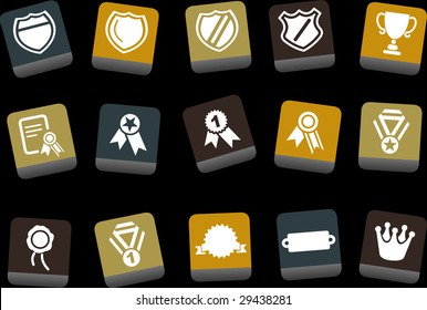 Vector icons pack - Yellow-Brown-Blue Series, badges collection