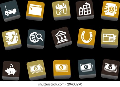 Vector icons pack - Yellow-Brown-Blue Series, business collection