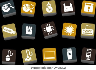 Vector icons pack - Yellow-Brown-Blue Series, computer collection