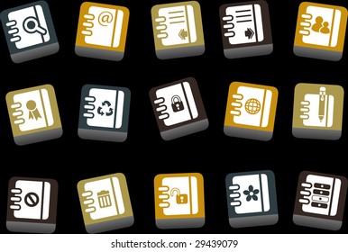 Vector icons pack - Yellow-Brown-Blue Series, document collection