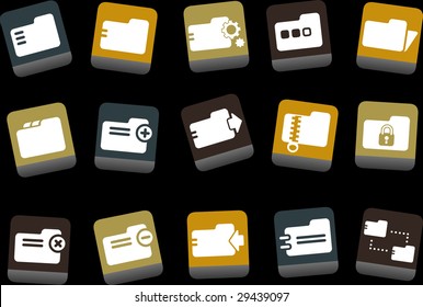 Vector icons pack - Yellow-Brown-Blue Series, folder collection