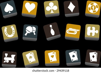 Vector icons pack - Yellow-Brown-Blue Series, game collection