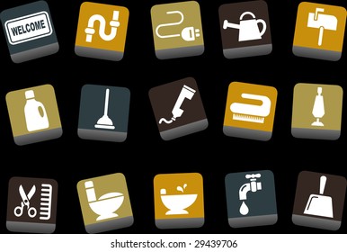 Vector icons pack - Yellow-Brown-Blue Series, house collection