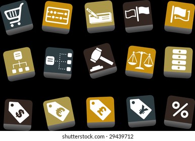Vector icons pack - Yellow-Brown-Blue Series, money collection