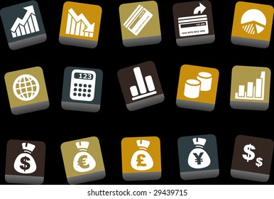 Vector icons pack - Yellow-Brown-Blue Series, money collection