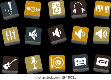 Vector icons pack - Yellow-Brown-Blue Series, music collection