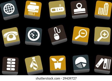 Vector icons pack - Yellow-Brown-Blue Series, office collection