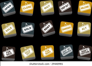 Vector icons pack - Yellow-Brown-Blue Series, signals collection