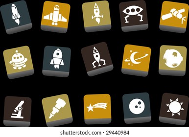 Vector icons pack - Yellow-Brown-Blue Series, space collection