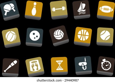 Vector icons pack - Yellow-Brown-Blue Series, sport collection