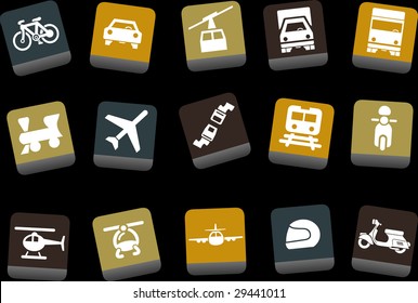 Vector icons pack - Yellow-Brown-Blue Series, transport collection