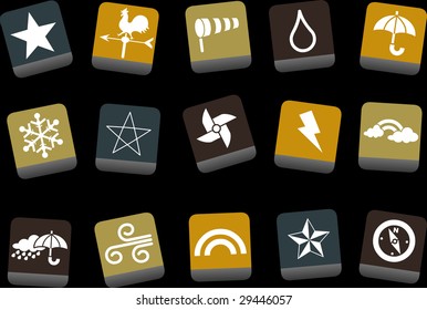 Vector icons pack - Yellow-Brown-Blue Series, weather collection
