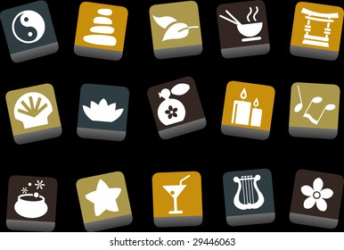 Vector icons pack - Yellow-Brown-Blue Series, zen collection