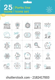 Vector icons with park line set