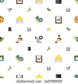 vector icons pattern seamless. Included editable flat quest, Self-learning, vest, Envelop, client, tactics, vegetarian, Online library icons. vector icons for web and mobile.