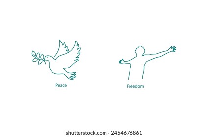 Vector Icons: Peace and Freedom Symbol Emblems