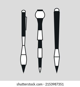 Vector icons of pens, isolated