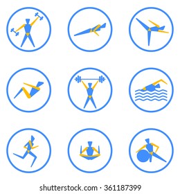 Vector icons of people for fitness theme