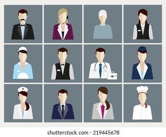 vector icons of people with occupations