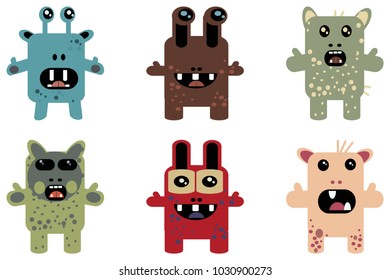 Vector icons with persons monsters. Flat style