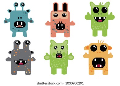 Vector icons with persons monsters. Flat style