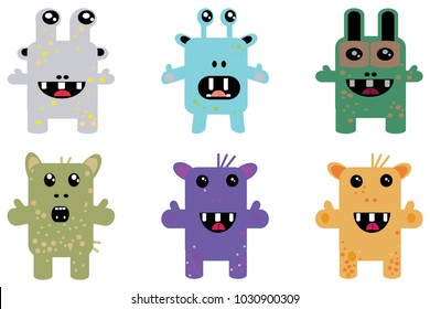 Vector icons with persons monsters. Flat style