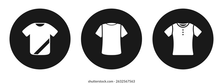 Ícones vetoriais de camisetas simples nos estilos de contorno e de preenchimento. Perfeito para designs de marca de moda, roupas e vestuário. Design de ilustração eps 10.