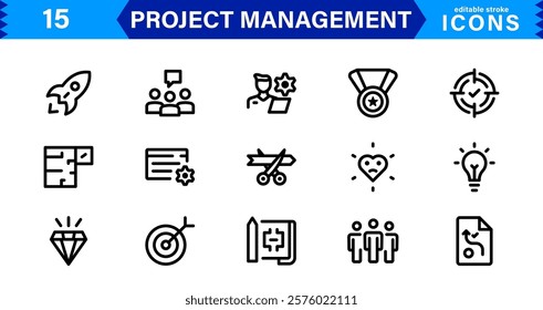Vector Icons for Project Management. Sleek Designs for Scheduling, Team Collaboration, and Tracking