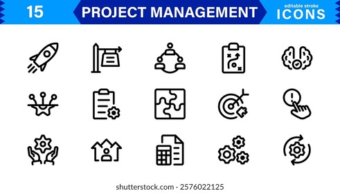 Vector Icons for Project Management. Sleek Designs for Scheduling, Team Collaboration, and Tracking