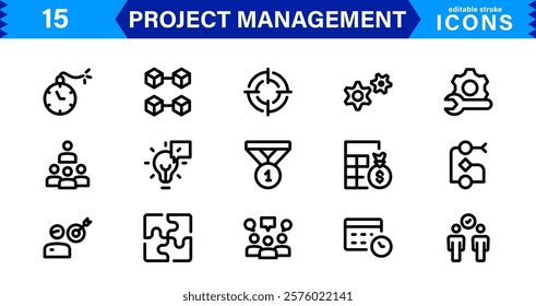 Vector Icons for Project Management. Sleek Designs for Scheduling, Team Collaboration, and Tracking
