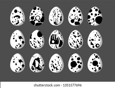 Vector icons of quail eggs. Spotted eggs.