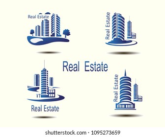 Vector icons for real estate construction.Vector icons of architecture, urban and suburban homes