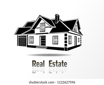 Vector icons for real estate construction.Vector icons of architecture, urban and suburban homes