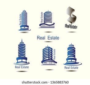 Vector icons for real estate construction.Vector icons of architecture, urban and suburban homes