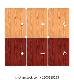 Vector icons realistic templates wood texture doors two colors. Templates can be used for business presentation, stickers, brochures, postcards, tickets, advertisements, banners, notebooks
