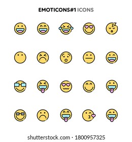 Vector icons related to emoticons and emoji. Symbols such as smiling, happy, grinning and sad emoji faces are included in this set. Layered and still looks perfect in 32x32px.