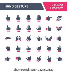 Vector icons related to hand gestures. Symbols such as action of thumb, ring, index, little & middle finger used to communicate are included. Still looks perfect in small size.