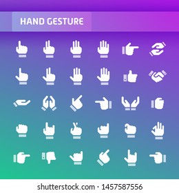 Vector icons related to hand gestures. Symbols such as action of thumb, ring, index, little & middle finger used to communicate are included.