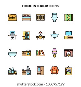 Vector icons related to home interior. Symbols such as house furnitures, decorations and accessories are included in this set. Layered and still looks perfect in 32x32px.