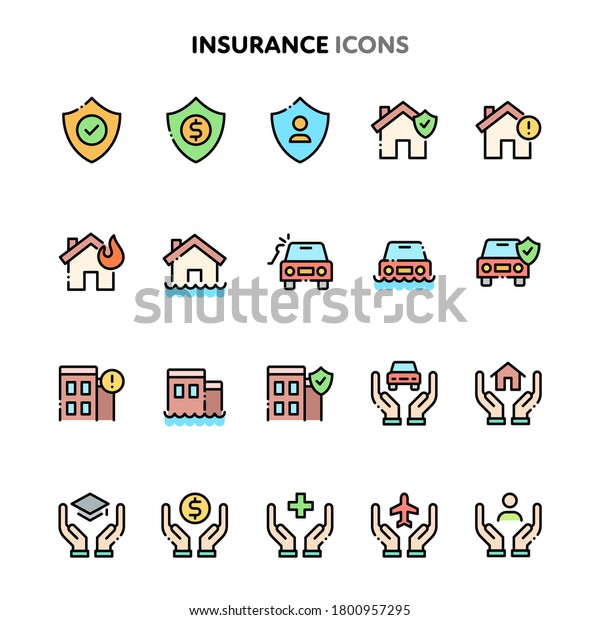 Vector\
icons related to insurance. Symbols such as vehicle insurance,\
building insurance, home and life insurance are included in this\
set. Layered and still looks perfect in\
32x32px.
