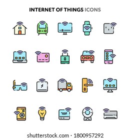 Vector icons related to internet of things. Symbols such as smart devices and gadgets controlled over a network are included in this set. Layered and still looks perfect in 32x32px.