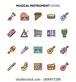 Vector icons related to music instrument. Symbols such as stringed instruments, percussions and wind instruments are included in this set. Layered and still looks perfect in 32x32px.