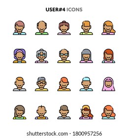 Iconos vectores relacionados con el avatar del usuario y el perfil. En este conjunto se incluyen símbolos como varios tipos de imagen y foto de perfil para avatar y perfil. En capas y todavía se ve perfecto en 32x32px.