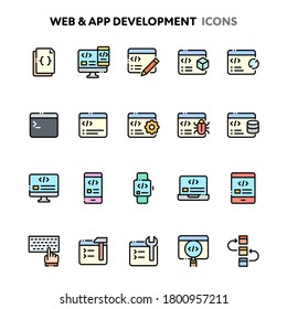 Vector icons related to website and application development. Symbols such as process and creation of applications and softwares are included in this set. Layered and still looks perfect in 32x32px.