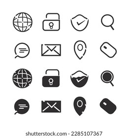 Vector icons related to website and online contact. Symbols such as contact method and contact form are included in this set. Still looks perfect in small size.