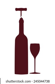 vector icons related to wine including wine bottle, wine glass, corkscrew